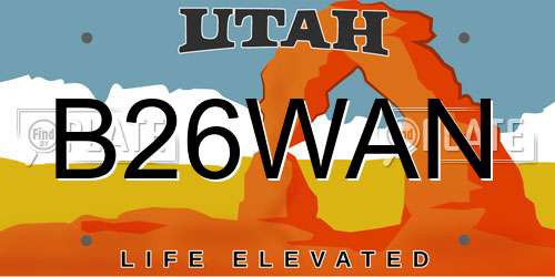 B26WAN Utah License Plate