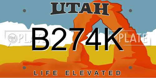 B274K Utah License Plate