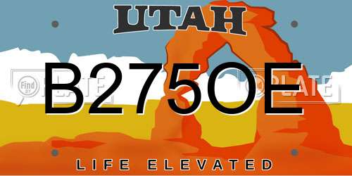 B275OE Utah License Plate