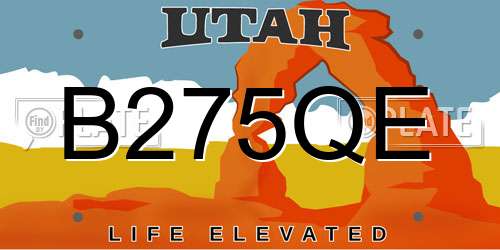 B275QE Utah License Plate