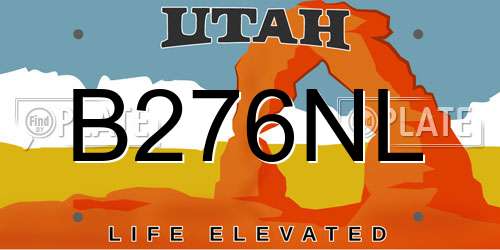 B276NL Utah License Plate