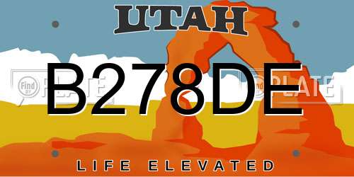 B278DE Utah License Plate