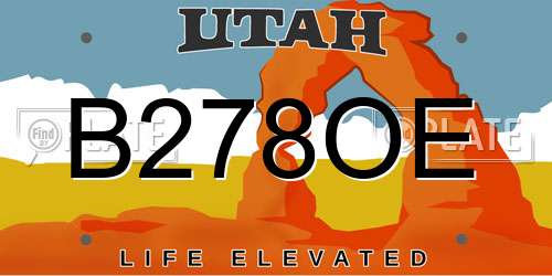 B278OE Utah License Plate