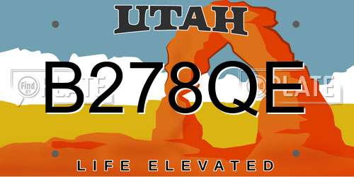 B278QE Utah License Plate