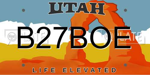 B27BOE Utah License Plate
