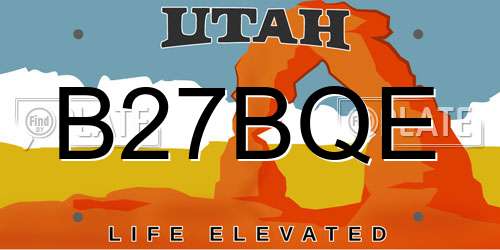 B27BQE Utah License Plate