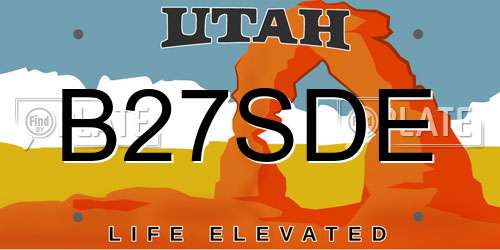 B27SDE Utah License Plate