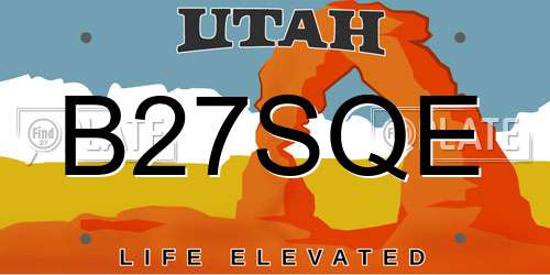 B27SQE Utah License Plate