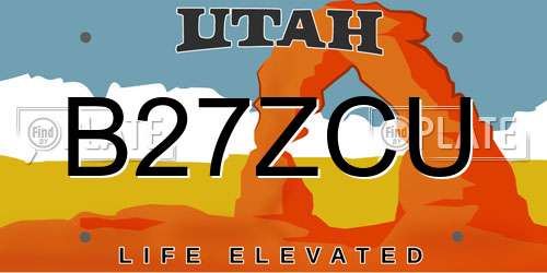 B27ZCU Utah License Plate