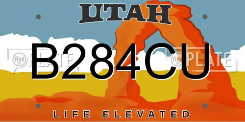 B284CU Utah License Plate
