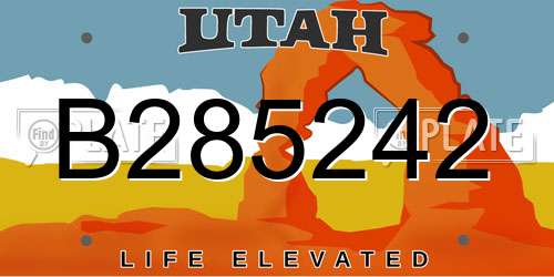 B285242 Utah License Plate