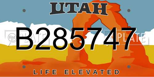 B285747 Utah License Plate