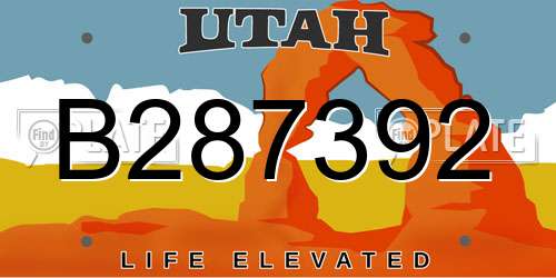 B287392 Utah License Plate