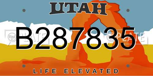 B287835 Utah License Plate
