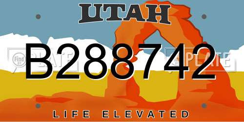 B288742 Utah License Plate
