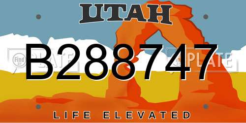 B288747 Utah License Plate