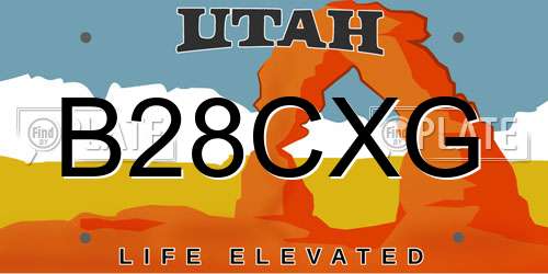 B28CXG Utah License Plate