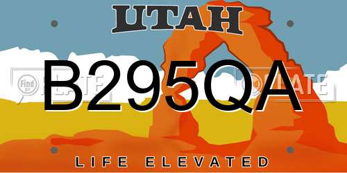 B295QA Utah License Plate