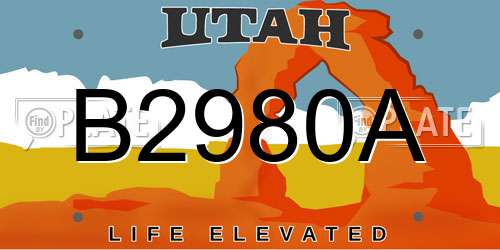 B2980A Utah License Plate