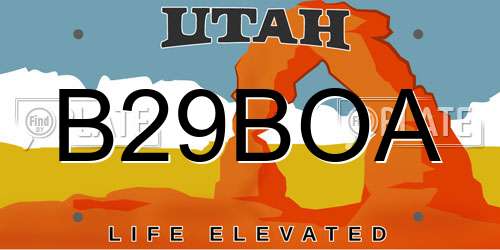 B29BOA Utah License Plate