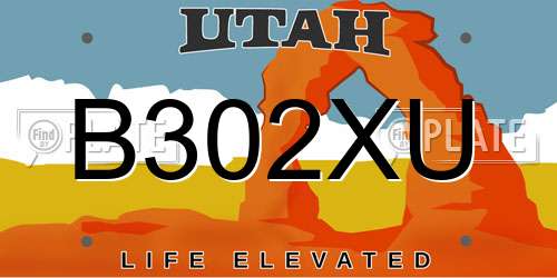 B302XU Utah License Plate