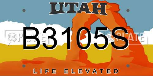 B3105S Utah License Plate