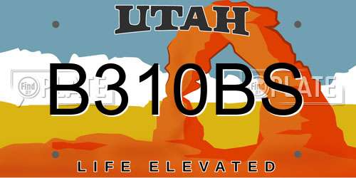 B310BS Utah License Plate