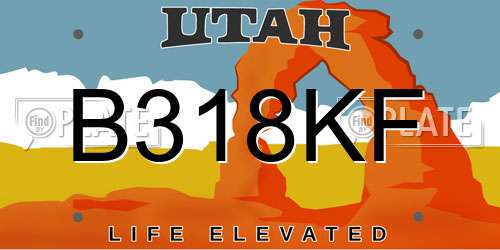 B318KF Utah License Plate
