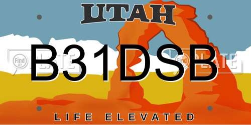 B31DSB Utah License Plate