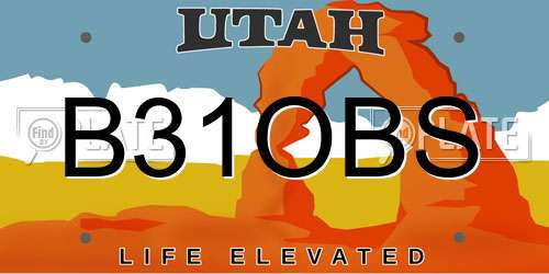 B31OBS Utah License Plate