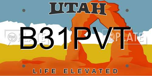 B31PVT Utah License Plate