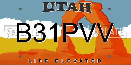 B31PVV Utah License Plate