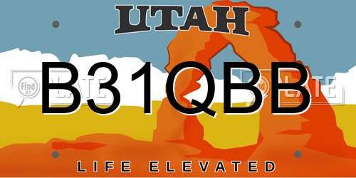 B31QBB Utah License Plate