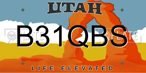 B31QBS Utah License Plate