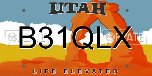 B31QLX Utah License Plate