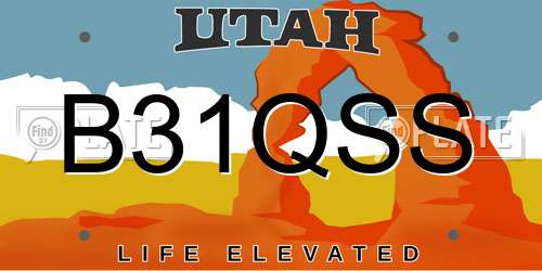 B31QSS Utah License Plate