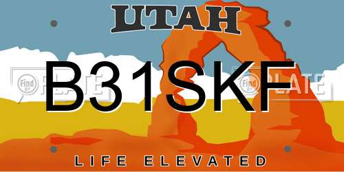 B31SKF Utah License Plate