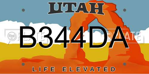 B344DA Utah License Plate