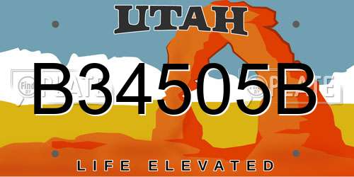 B34505B Utah License Plate