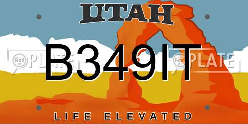 B349IT Utah License Plate