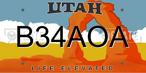 B34AOA Utah License Plate