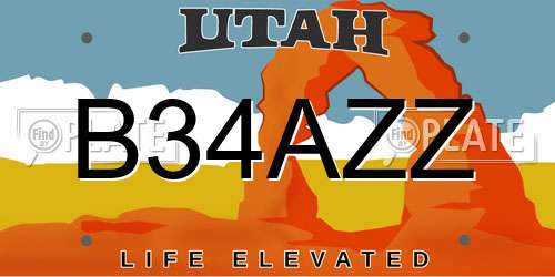 B34AZZ Utah License Plate