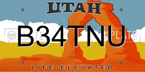 B34TNU Utah License Plate