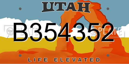 B354352 Utah License Plate