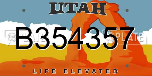 B354357 Utah License Plate