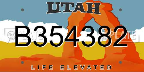 B354382 Utah License Plate