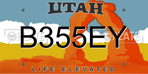 B355EY Utah License Plate