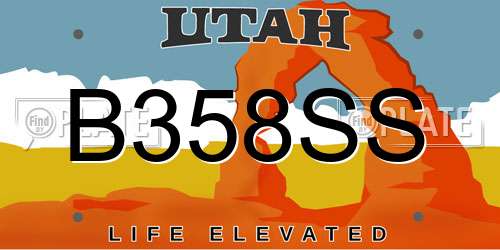 B358SS Utah License Plate