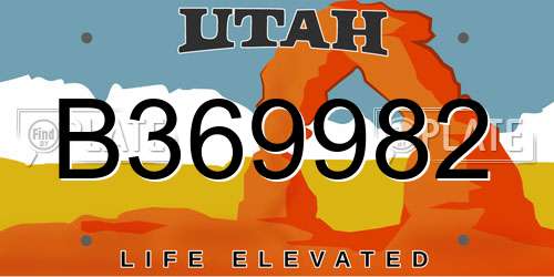 B369982 Utah License Plate