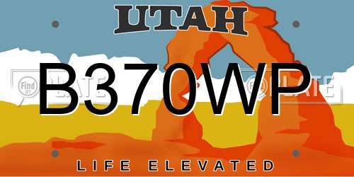 B370WP Utah License Plate